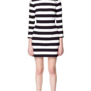 Zara Striped Blk + Wht Bodycon Dress